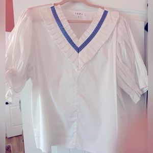 THML White Blouse with Blue Trim